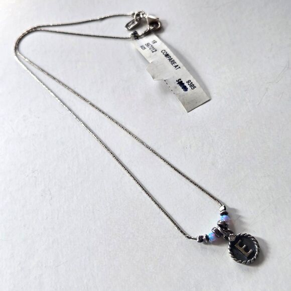 Letter E Initial Necklace Israeli Sterling Silver Monogram Minimalist-Small Kink - Picture 1 of 11
